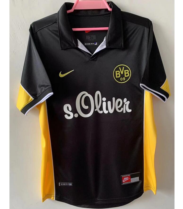 1998 Dortmund Retro Black Away Kit Soccer Jersey